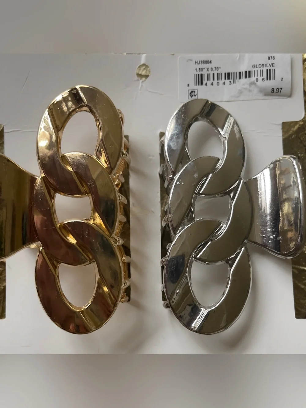 Natasha Couture Linked Chain Hair Clips — Gold & Silver set NWT